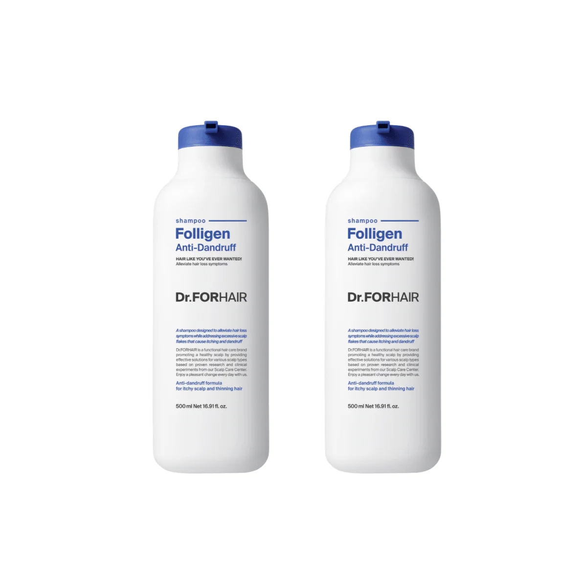 Folligen Anti-dandruff Shampoo 500ml (Twin Pack)