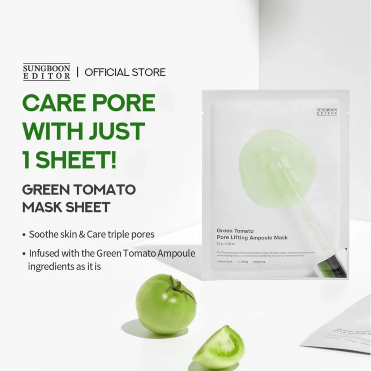 Green Tomato Pore Lifting Ampoule Mask 10pcs - Image 3