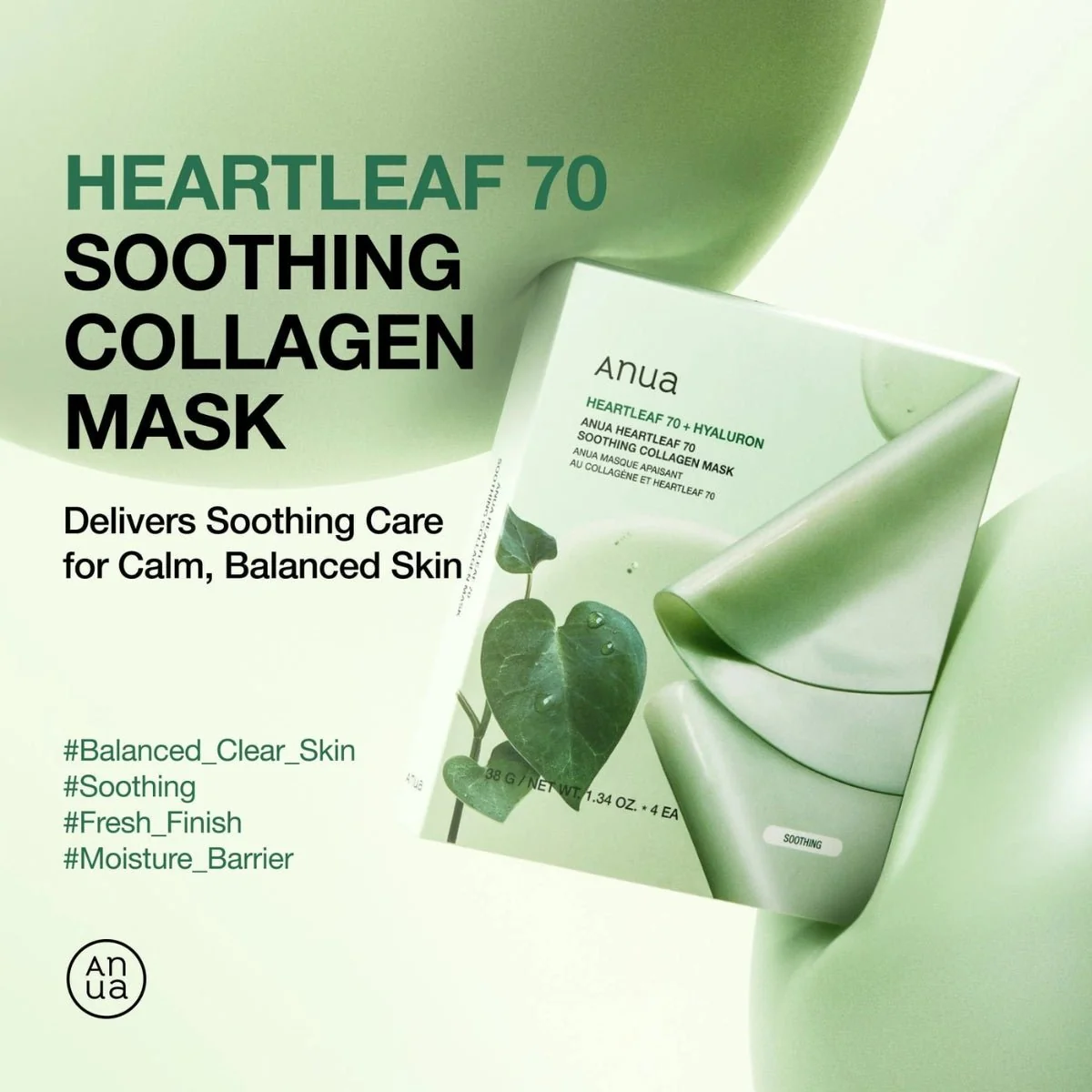 Heartleaf 70 Soothing Collagen Mask Box [4pcs] - Image 3